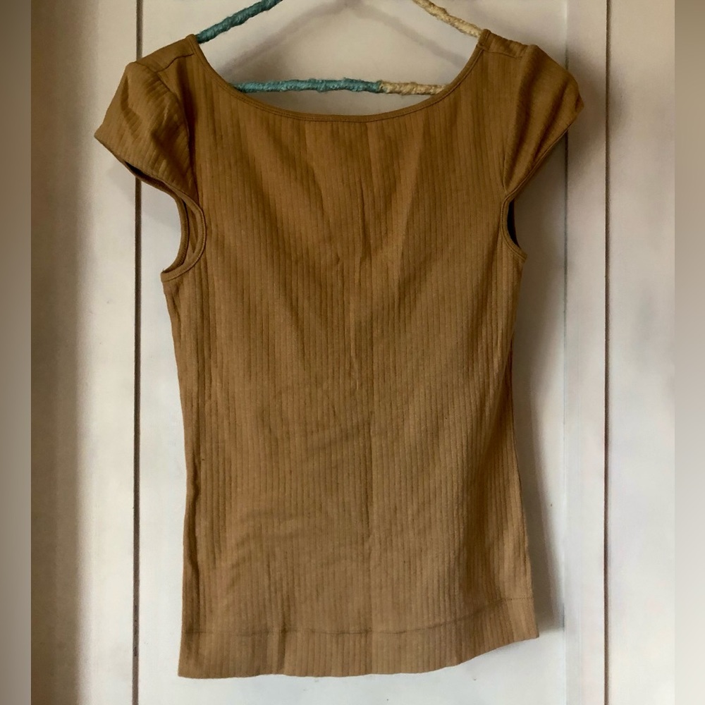 Free People Tan Ribbed Top